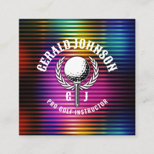 Custom Metallic Kleurrijke Golf Monogram Ontwerp Vierkante Visitekaartje