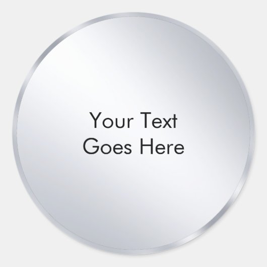 Custom Metallic Silver Sjabloon Jouw tekst toevoeg Ronde Sticker (Voorkant)