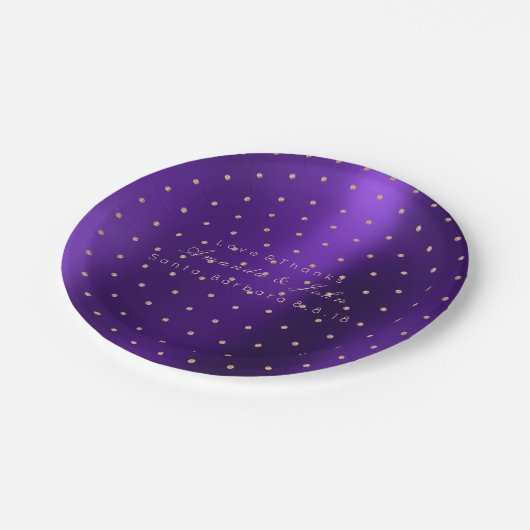 Custom Metallic Swarovski Crystal Paarse pruim Sti Papieren Bordje (Gekanteld)