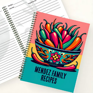 Custom Mexican Chile Pop Art Family Receptenboek Notitieboek
