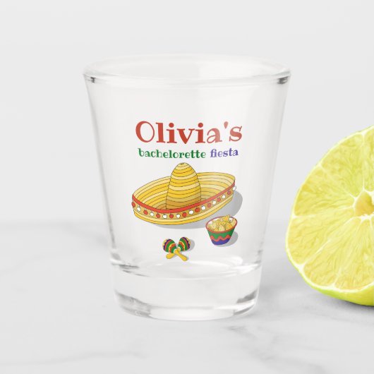 Custom Mexican Fiesta Bachelorette Party  Shot Glas (Voorkant)