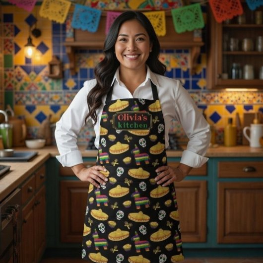 Custom Mexican Fiesta & Día de Muertos Apron Schort