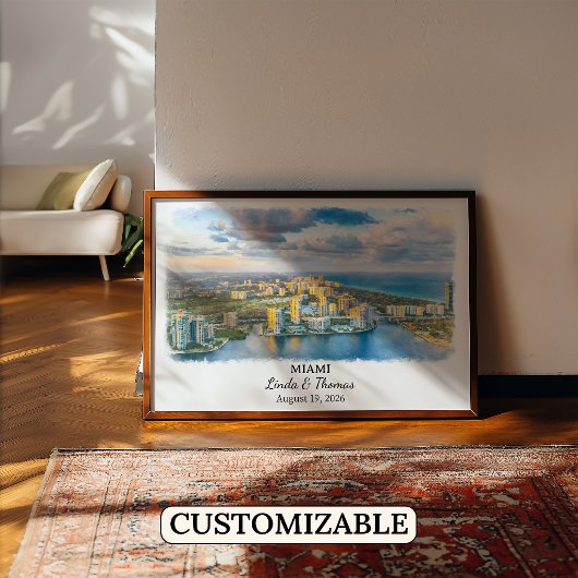 Custom Miami Wall Art, Florida Poster
