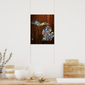 Custom Michigan License Bord Map met naam Poster (Keuken)