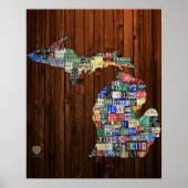 Custom Michigan License Bord Map met naam Poster (Voorkant)