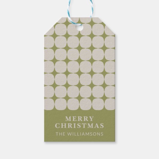 Custom Mid Century Modern Sage Green Christmas Cadeaulabel (Voorkant)
