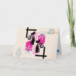 Custom Mid Century Moderne Katten & Decor Vakantie Kaart