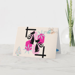 Custom Mid Century Moderne Katten & Decor Vakantie Kaart