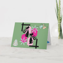 Custom Mid Century Moderne Katten & Decor Vakantie Kaart
