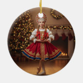 Custom Mini Russian Doll Nutcracker Photo Keramisch Ornament (Achterkant)