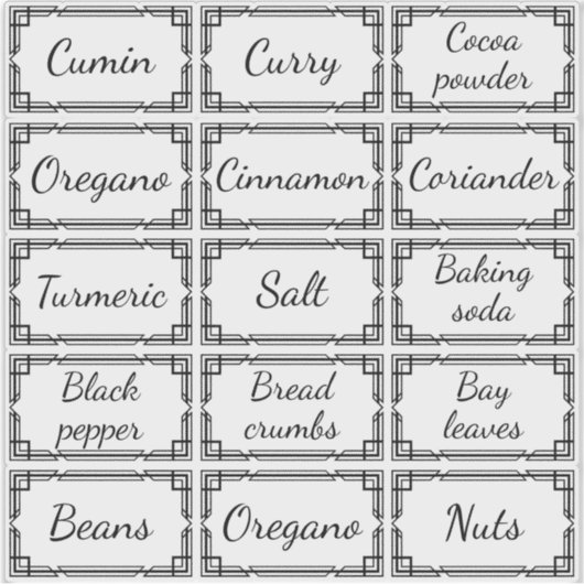 Custom Minimal Kitchen Spices Storage Labels (Voorkant)