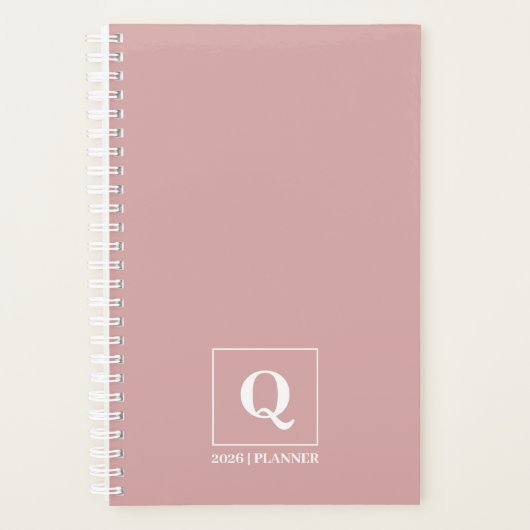 Custom Minimalist Feminine Dusty Rose 2026 Planner (Devant)