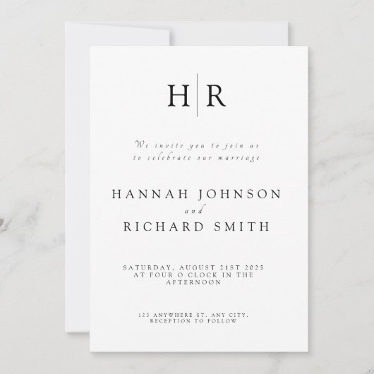 Custom Minimalist Wedding Invitation (Devant)