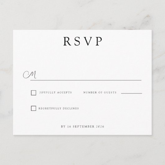 Custom Minimalist Wedding RSVP Aankondigingskaart (Voorkant)
