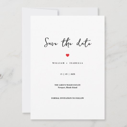 Custom Minimalistic Wedding Save the Date  (Voorkant)