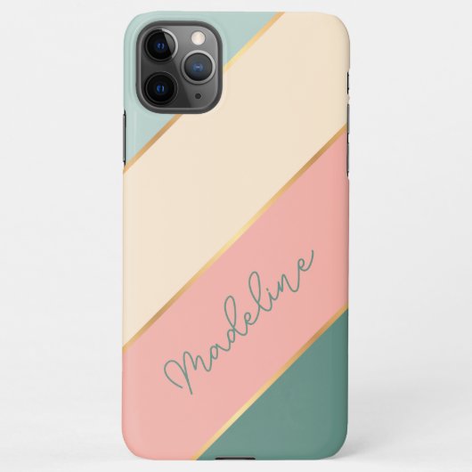 Custom Mint Blauwgroen Groen Perzik Blush Roze Str iPhone Hoesje (Achterkant)