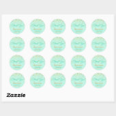 Custom Mint Gold Confetti BRUILOFT Dank u Ronde Sticker (Vel)
