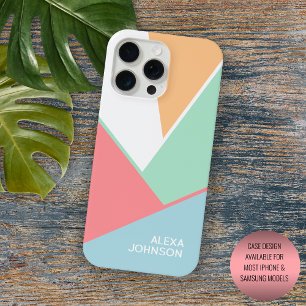 Custom Mint Groen Licht Blauw Blush Roze Blok Art iPhone 15 Pro Max Hoesje