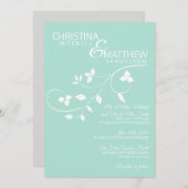 Custom MINT groen wit blad wijnstok bruiloft Kaart (Voorkant / Achterkant)