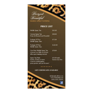 CUSTOM Mobiele Spray Tanning prijslijst Reclamekaart