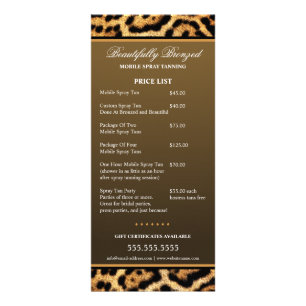 CUSTOM Mobiele Spray Tanning prijslijst Reclamekaart