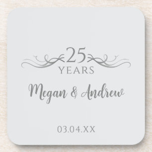 Custom Modern 25th Wedding Jubileum Party Bier Onderzetter