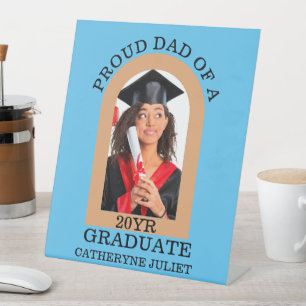 Custom Modern Arch Foto trotse dad afstuderen Reclamebord Met Voetstuk