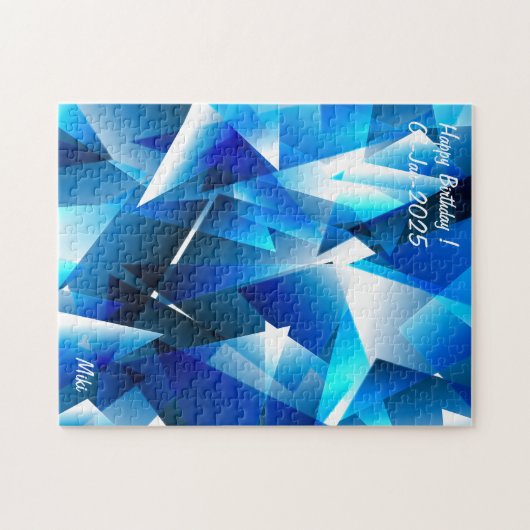 Custom Modern Artistiek Kleurrijk Abstract Blauw Legpuzzel (Horizontaal)