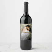 Custom Modern Bedankt Script Foto Wedding Wijn Etiket (Voorkant)