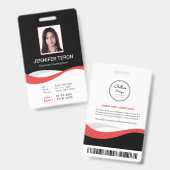 Custom Modern Black Employee ID Kaart met barcode Badge (Voor- en achterkant)