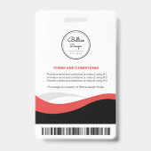 Custom Modern Black Employee ID Kaart met barcode Badge (Achterkant)
