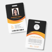 Custom Modern Black Employee ID Kaart met barcode Badge (Voor- en achterkant)