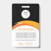 Custom Modern Black Employee ID Kaart met barcode Badge (Achterkant)