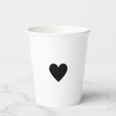 Custom Modern Black Heart Papieren Bekers (Achterkant)