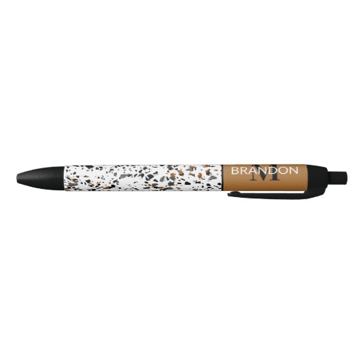 Custom Modern Blauwgroen Grijs Bruin Zwart Terrazz Zwarte Inkt Pen (Bodem)