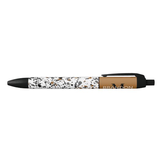 Custom Modern Blauwgroen Grijs Bruin Zwart Terrazz Zwarte Inkt Pen (Bovenkant)