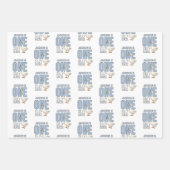Custom Modern Blue One Silly Goose First Birthday Inpakpapier Vel (Voorkant)