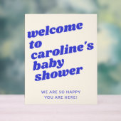 Custom Modern Blue Retro Baby Shower Welcome  (Neutre)