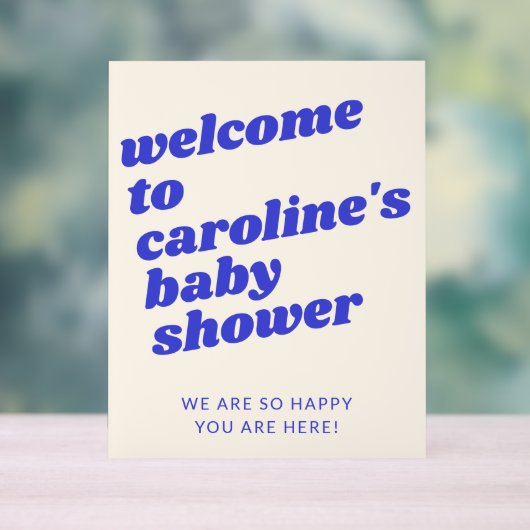 Custom Modern Blue Retro Baby Shower Welcome  (Neutre)