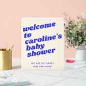 Custom Modern Blue Retro Baby Shower Welcome  (Mariage)