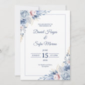 Custom Modern Blue Wedding Invitation (Devant)