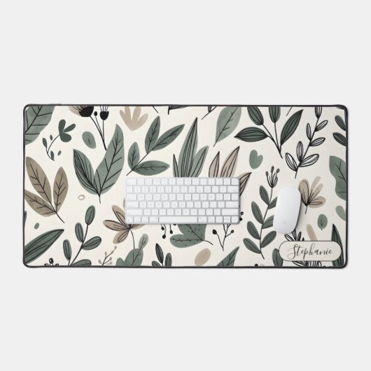 Custom Modern Botanical Workspace Design Bureaumat (Keyboard & Muis)