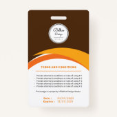 Custom Modern Brown Employee ID Kaart met streepje Badge (Achterkant)