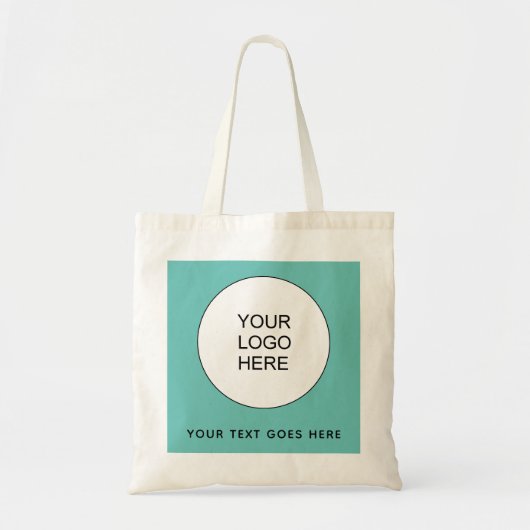 Custom Modern Business Company Logo Budget Blauwgr Tote Bag (Voorkant)