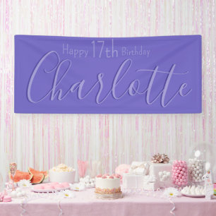 Custom Modern Chic Paarse Happy 17th Verjaardag Spandoek