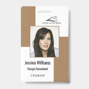 Custom Modern Corporate Employee ID Badge Brown