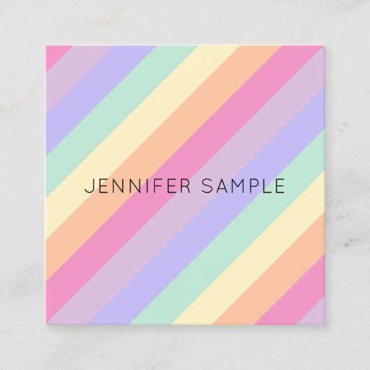 Custom Modern Eenvoudig Schattige Ontwerp Sjabloon Vierkante Visitekaartje (Voorkant)