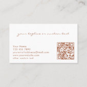 Custom Modern Elegant Copper QR Code Professional Visitekaartje (Achterkant)