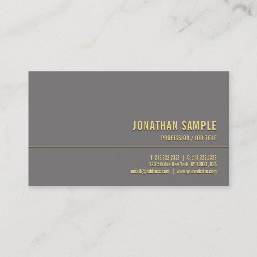 Custom Modern Elegant Gold Minimalist Luxe Visitekaartje (Voorkant)