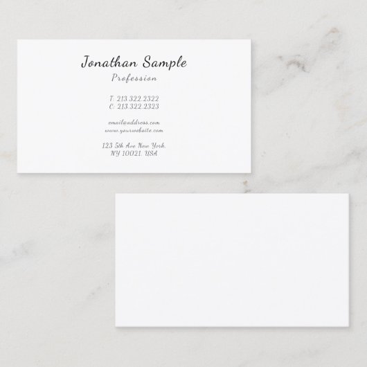 Custom Modern Elegant Handwritten Script Simple Visitekaartje (Voorkant / Achterkant)